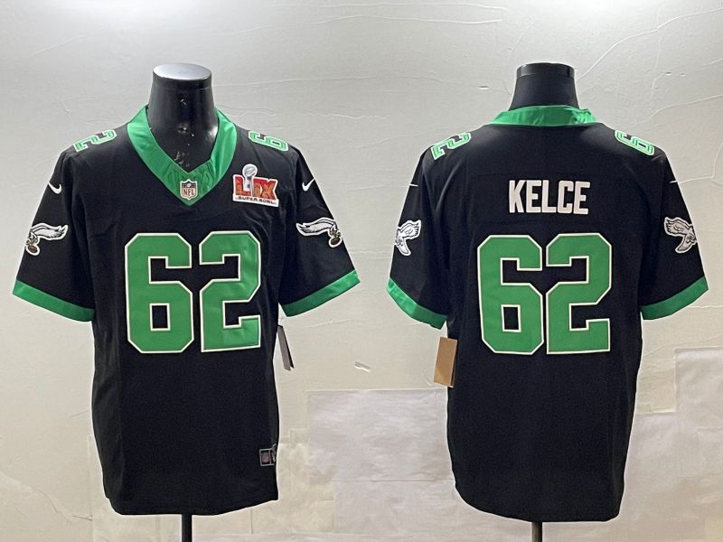Men Philadelphia Eagles #62 Kelce Black three generations 2025 Nike Vapor Limited NFL Jersey style 2